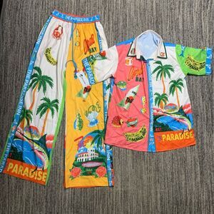 Kissonic‎ Women's Size Small Paradise Retro Outfit Set Pants Shirt Vacation NWOT